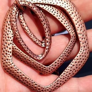 Geometric copper necklace and earrings